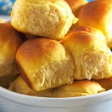 sweet potato bread in a white bowl.